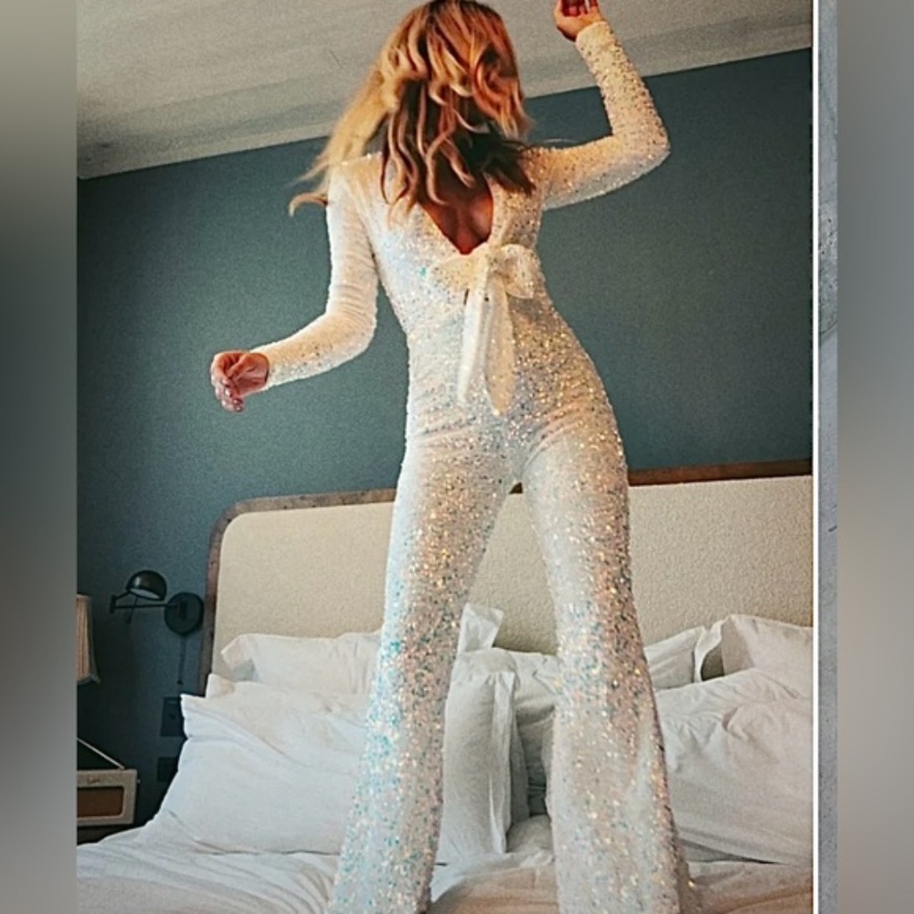 Show Me Your MuMu Sparkling White Jumpsuit